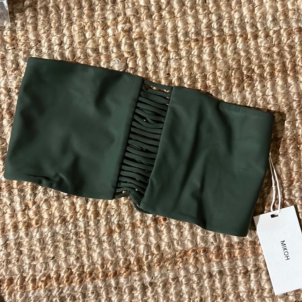 MIKOH Sunset Skinny String Triple Looped Bandeau in Jungle NWT